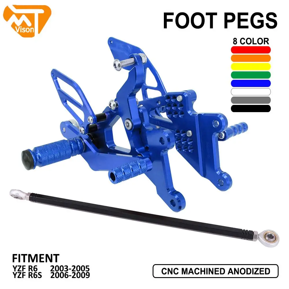 

Motorcycle CNC Adjustable Foot Pegs Rear Set Footpegs Footrests For YAMAHA YZF R6 2003-2005 YZF R6S 2006-2009
