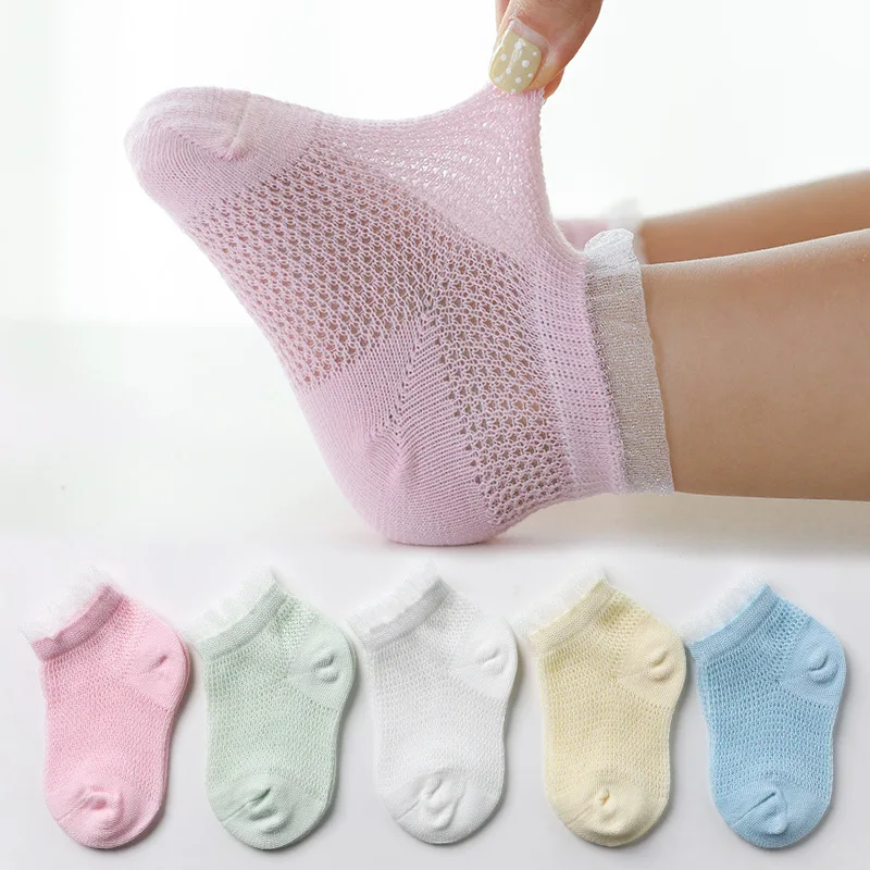 

5 Pairs/lot 0-24M Spring Summer Baby Socks Mesh Cotton Newborn Baby Socks Baby Accessories