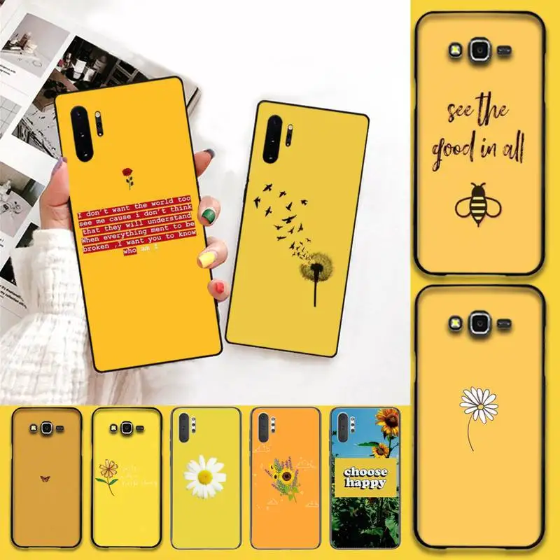 

YJZFDYRM Yellow style sunflower butterfly bee Phone Case For Samsung Note 7 8 9 10 Lite Plus Galaxy J7 J8 J6 Plus 2018 Prime