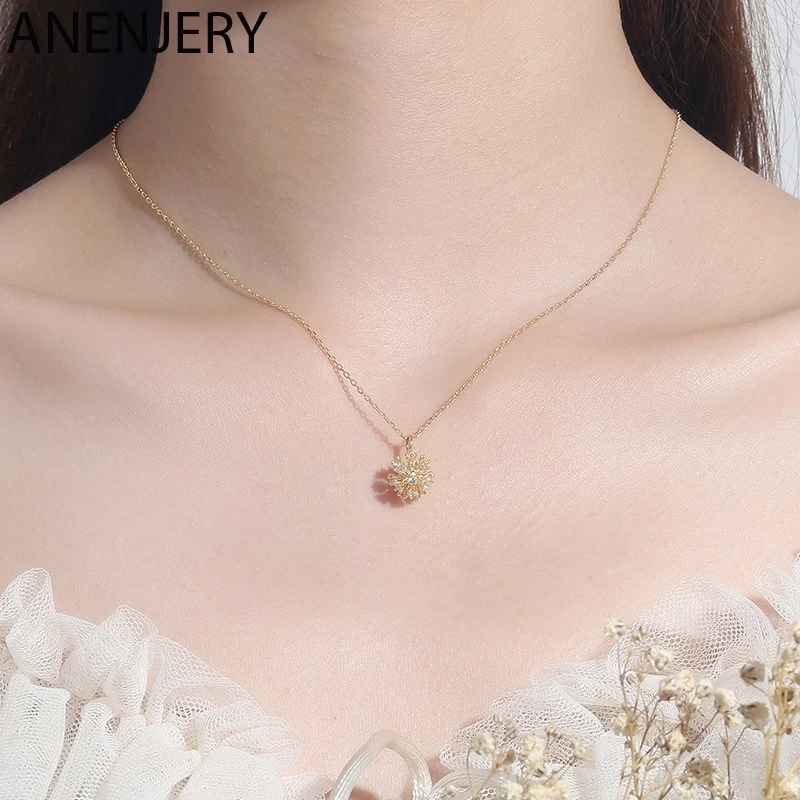

GOLDRIA 925 Sterling Silver Dandelion Necklaces For Women Hot Simple Clavicle Chain Temperament Necklaces Wholesale