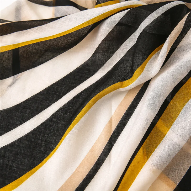 Мода полосатый принт хиджаб шарф с кисточками женские шарфы шали мусульманский