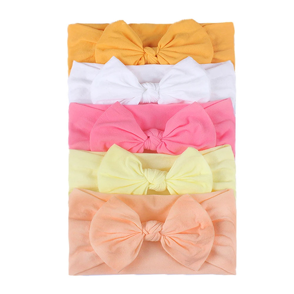 

5Pcs Baby Girls Traceless Bow Headband Lovely Infant Sweet Style Solid Color Hair Band Set Hair Accessories