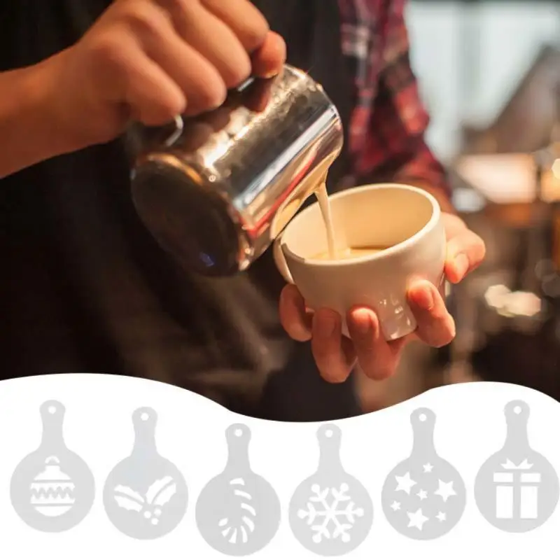 

Coffee Stencils Christmas Drawing Mold Coffee Printing Mold Valentine Day Drawing Template Fancy Coffee Powder Spreading Pad New