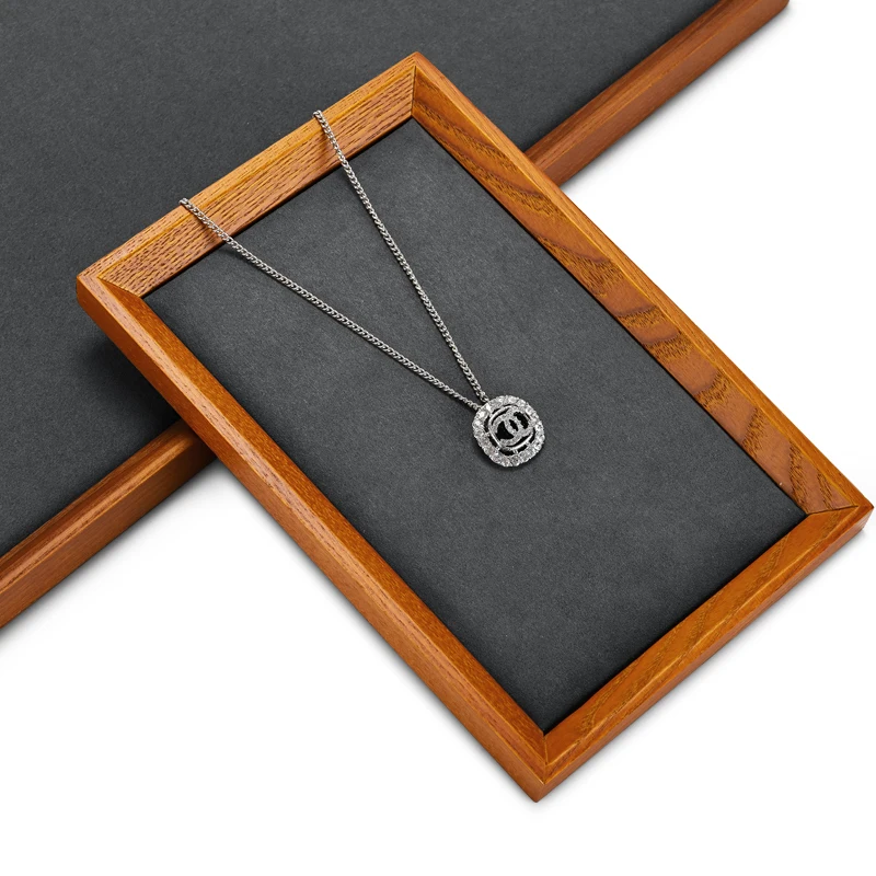 Oirlv Wooden Flat Jewelry Tray For Necklace Bracelet Earrings Watch Rectangle  Jewelry Organizer Holder Jewelry Tower