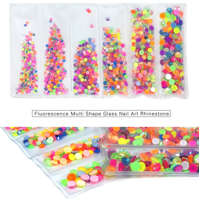 Микс Размер флуоресцентные светящиеся стразы s Серебристые Стразы без горячей