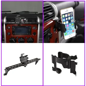 st car accessories stainless steel center console multifunction phone mobile bracket holder mounts for toyota fj cruiser 07 2021 free global shipping