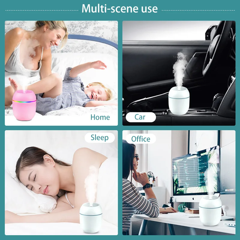 

Mini Air Humidifier 250ML Ultrasonic USB Water Humidifier Aroma Essential Oil Diffuser for Home Car Fogger Mist Maker with LED