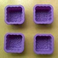 4pcsset pastry tools moon cake mold silicone baking tools non stick for handmade square moon cake mini cake