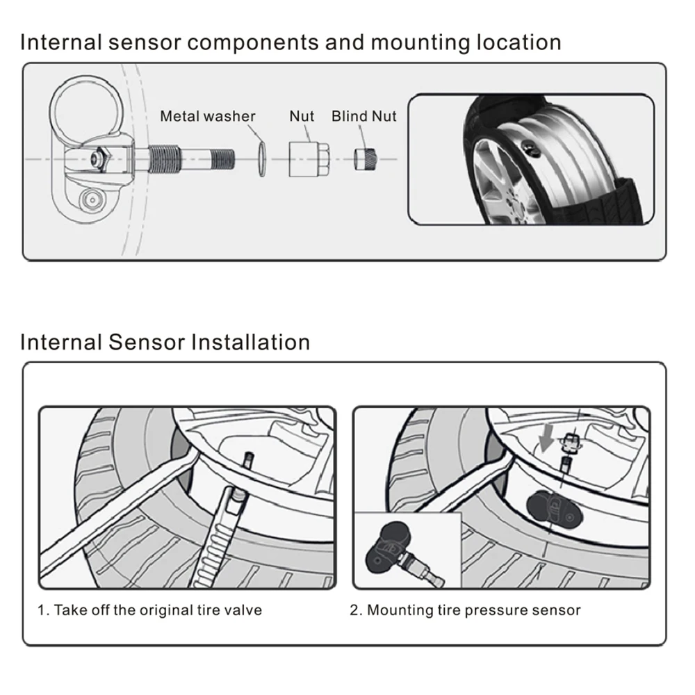 

LED Display Solar Power TPMS Car Tire Pressure Monitoring System With 4 External or Built-in Sensors