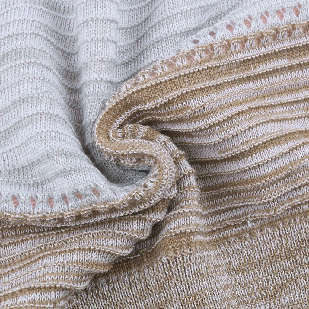 

Hollow Out Striped Patchwork Hooded Sweaters Women Fashion Autumn Loose Pullover Ladies Casual Knit Sweaters Jumpers 2020 F9