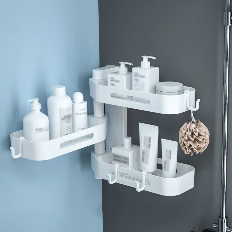 

3-layer Rotating Bathroom Rack Wall Hanging Punch Free Vanity Toiletries Storage Hair Dryer Rack Corner Shelf JA55