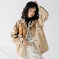autumn winter denim jacket vintage feminina loose harajuku baseball jacket women casual long sleeve khaki jackets
