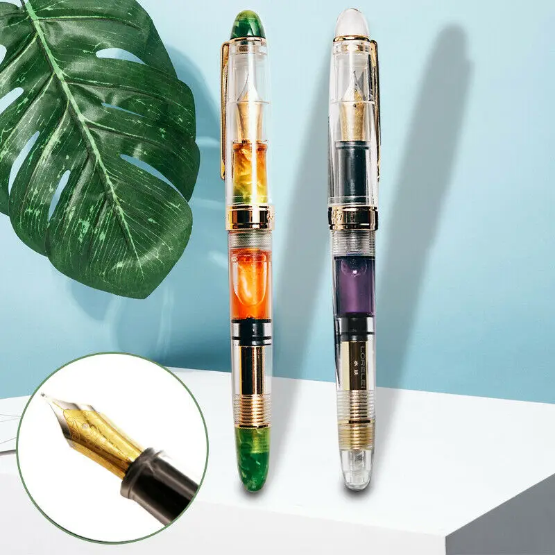 LORELEI прозрачный поршневой наполнитель авторучка золотой зажим тонкий наконечник 0 5 мм школьные офисные