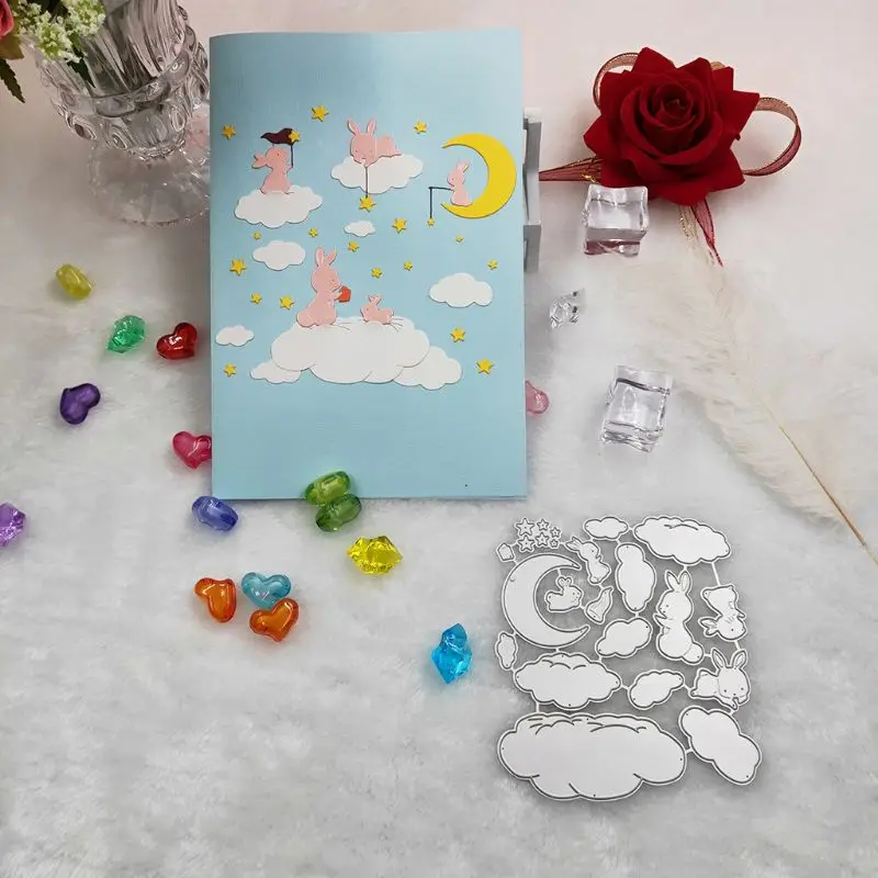 Good Night Rabbit Metal Cutting Dies Stencil DIY Scrapbooking Album Stamp Card | Дом и сад