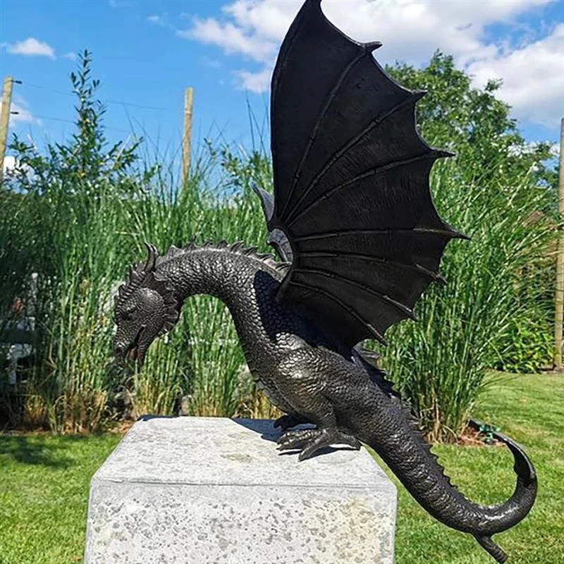 

Resin Water Spraying Fountain Dragon Sculpture Figurine Fire Breathing Pattern Dragon Waterscape Statue Home Garden Decoration