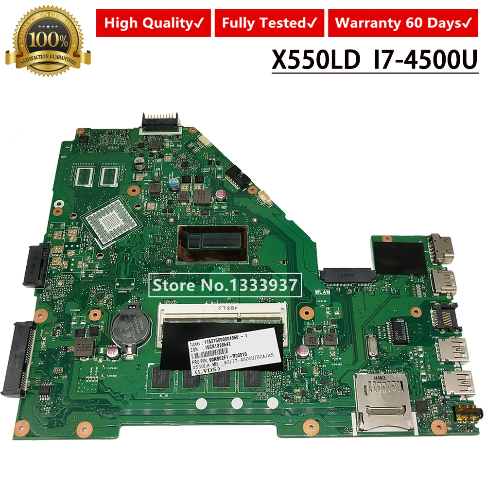 X550LD материнская плата для ноутбука ASUS X550LA X550LC X550LN 2 0 I7-4500U SR16Z | Компьютеры и офис