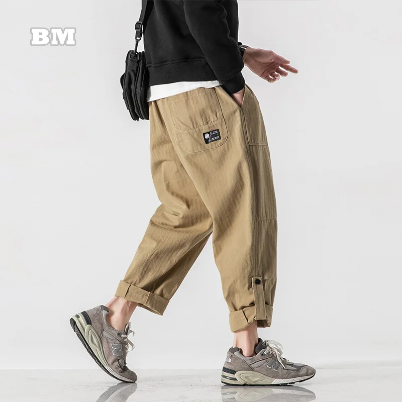 

Spring American Fashion Casual Harem Pants Japanese Streetwear Cargo Pants Harajuku Khaki Straight Trousers Men Clothing