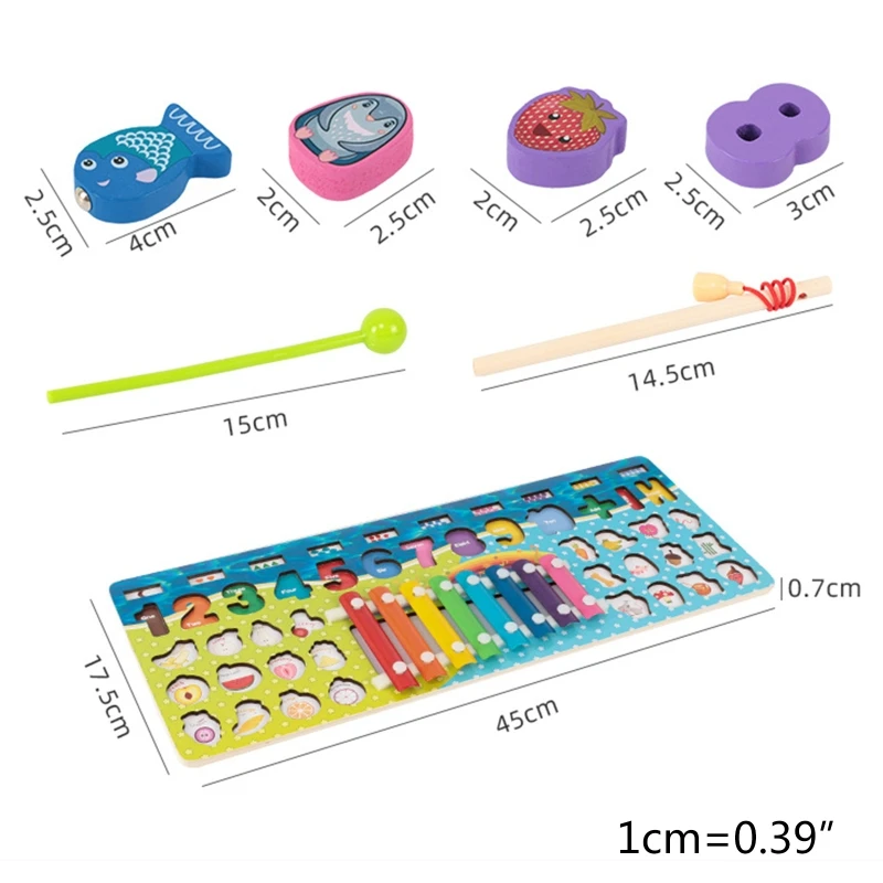

Montessori Educational Wooden Toys Children Busy Board Math Fishing Counting