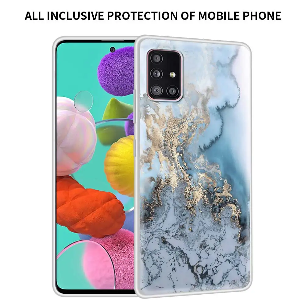 

Chic Marble Gold Foil Art Case For Samsung Galaxy A51 A71 A21s A31 A41 A12 A72 A32 A52 5G A91 A11 Matte Soft Phone Cover Fundas
