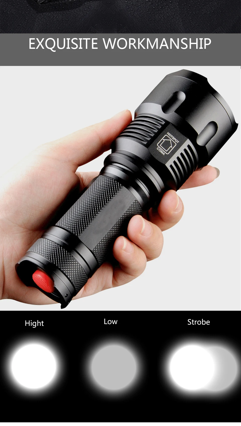 Cree XHP70 XHP50 XM-L2 U3 XM-L T6 светодиодный вспышка светильник Водонепроницаемый фонарь с приближением, Мощность 26650 18650 14500 АА перезаряжаемая батарея светильник