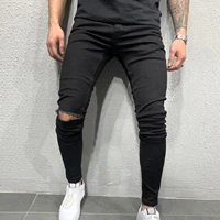 new fashion mens ripped jeans mens mid ripped denim frayed hem casual stretch tight jeans denim trousers