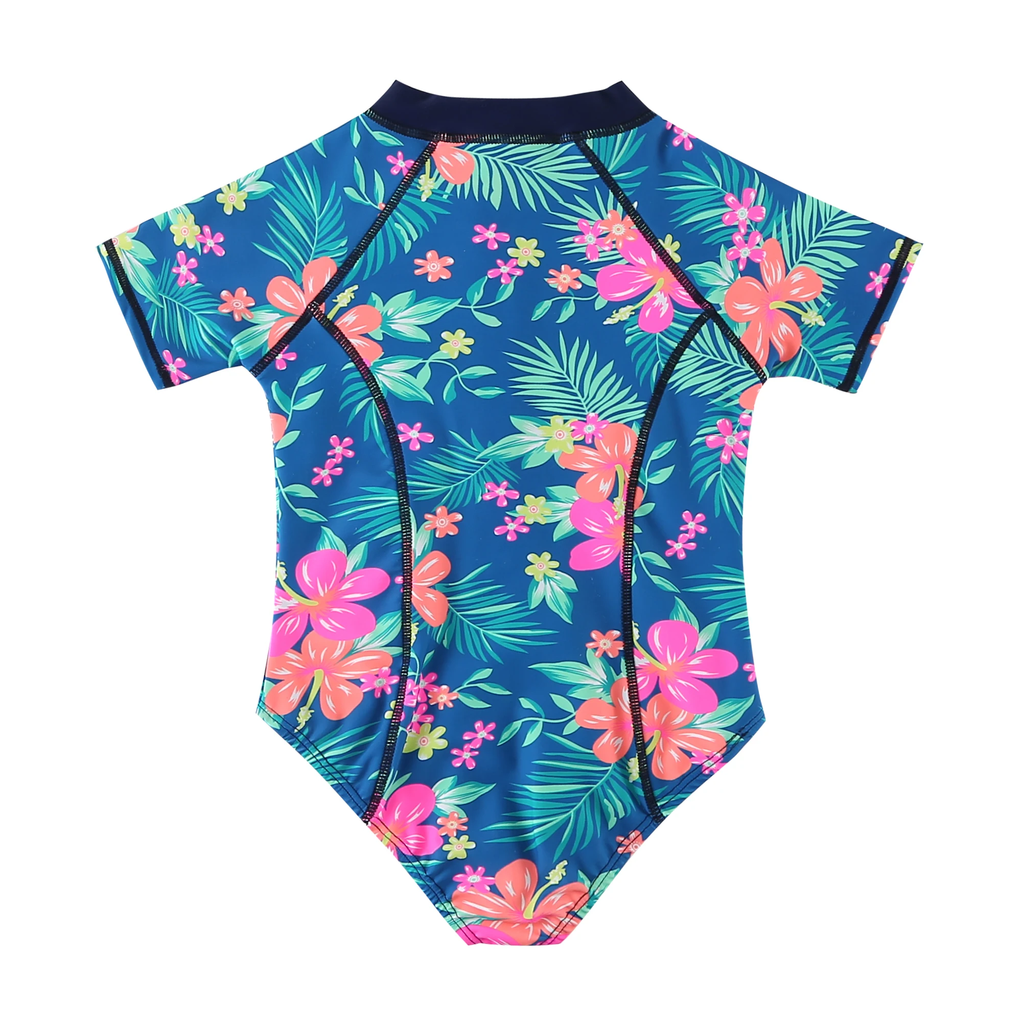 Wishere One-piece Swimsuit Printed Bikini Cute Baby Girls' Swimwear Short Sleeves Infant Swimming Suit UPF50+ Sunsuit For Kids