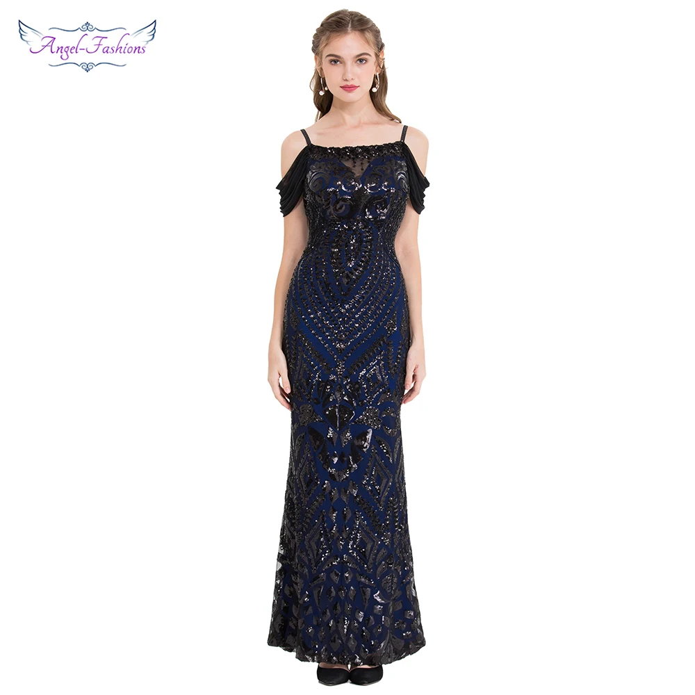 Angel-Fashion винтажные Гэтсби вечерние с блестками Русалка длинное вечернее платье Abendkleid 381 220