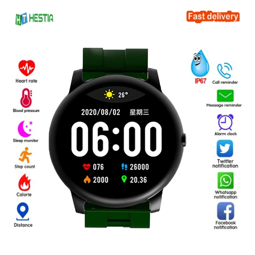

2020 Bluetooth Smart Watch Men Blood Pressure Smartwatch Women Watch Sport Tracker WhatsApp For Android IOS Smart Clock