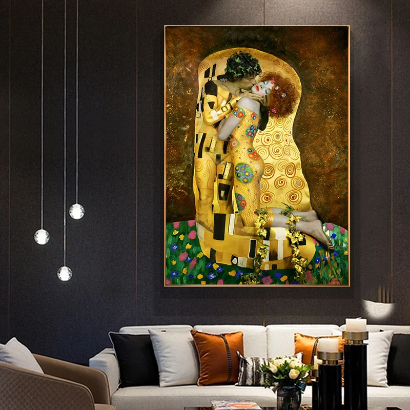 Классический художник Густав Климт поцелуй абстрактная живопись маслом на
