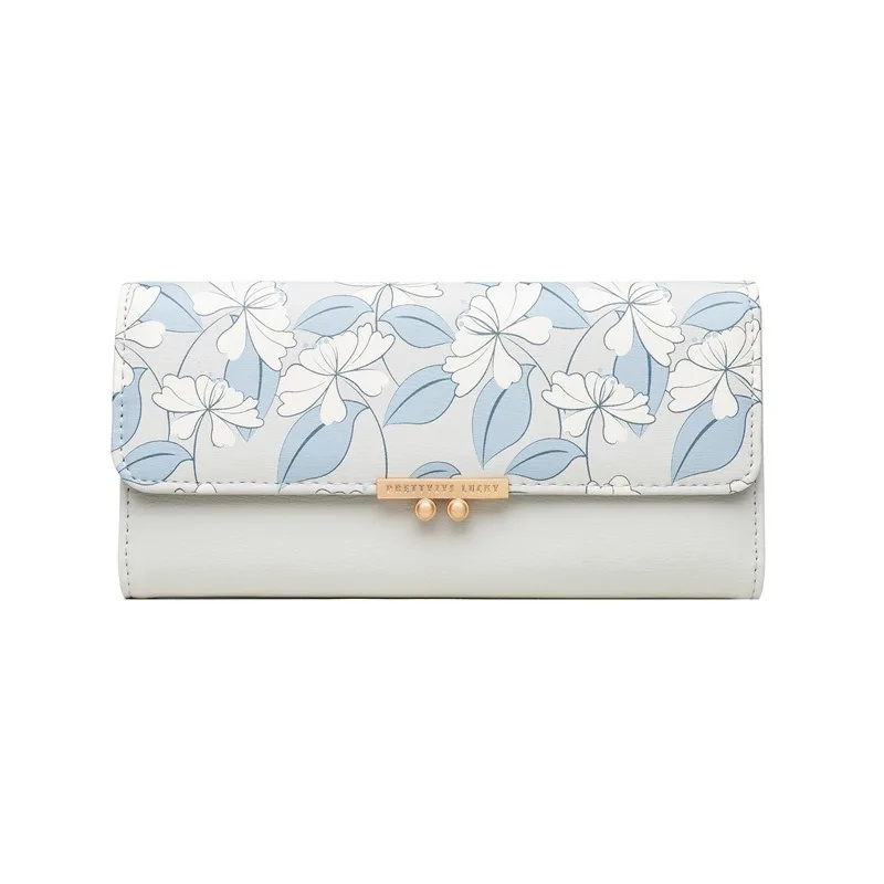 

Long Wallet for Women Print Flower Pu Leather Elegant Design Japan Style Girls Credit Card Bag Phone Zipper Coin Pocket Purse