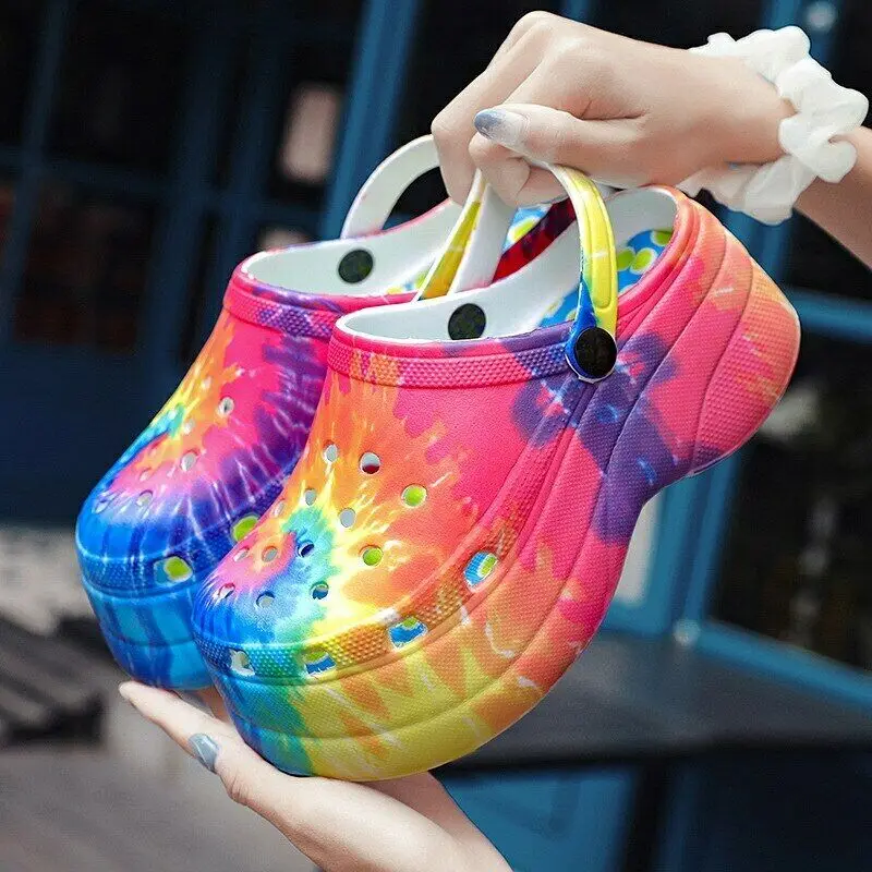 

Women's Summer Colorful Shoes Platform Sandals Non-slip Wedge Croc High Heels