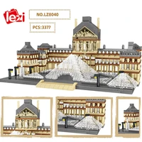 3377pcs world attractions louvre museum 3d model building blocks diy city street view assembly brick childrens educational toys
