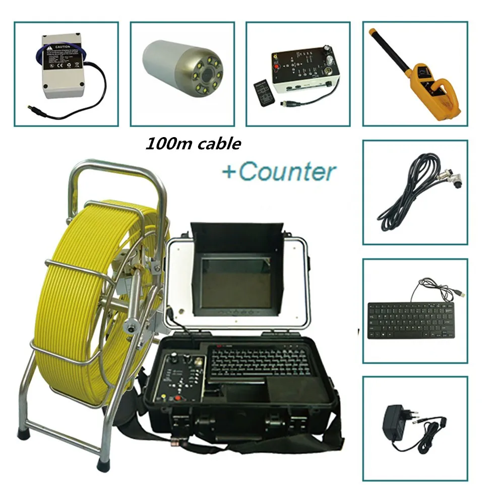 

water pipe inspection camera 700TVL 40mm Cctv Dvr Function camera head underwater well inspection camera with 512hz transmitter