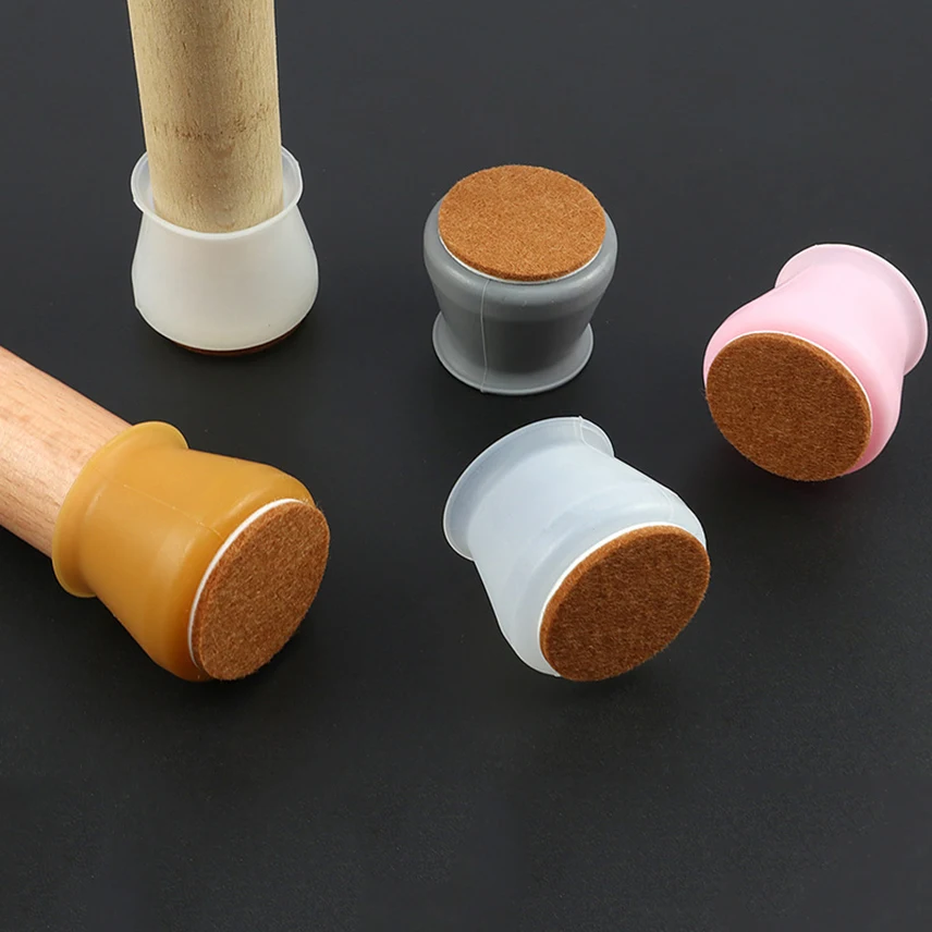 

4Pcs Table Foot Protector Anti-slip Soft Silicone Chair Leg Caps Furniture Feet Pads with Felt Bottom for Cup Legs Round Table
