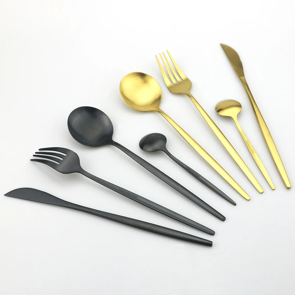 

24Pcs Matte Cutlery Set Stainless Steel Dinnerware Set Knife Fork Coffee Spoon Tableware Set Kitchen Party Dinner Tableware Set
