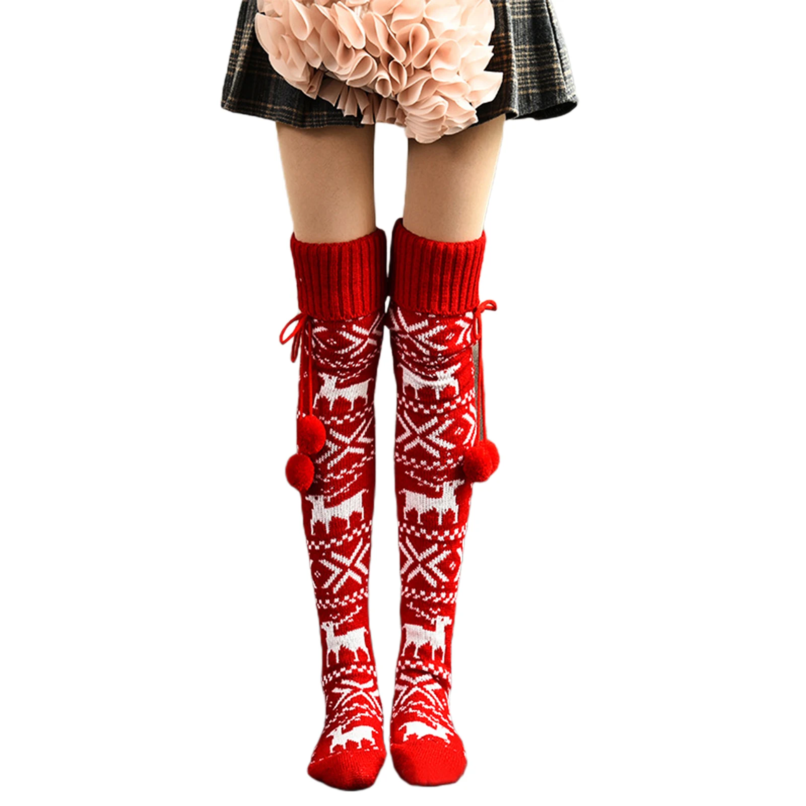 Рождественские подарки женские вязаные носки гольфы милые теплые удобные