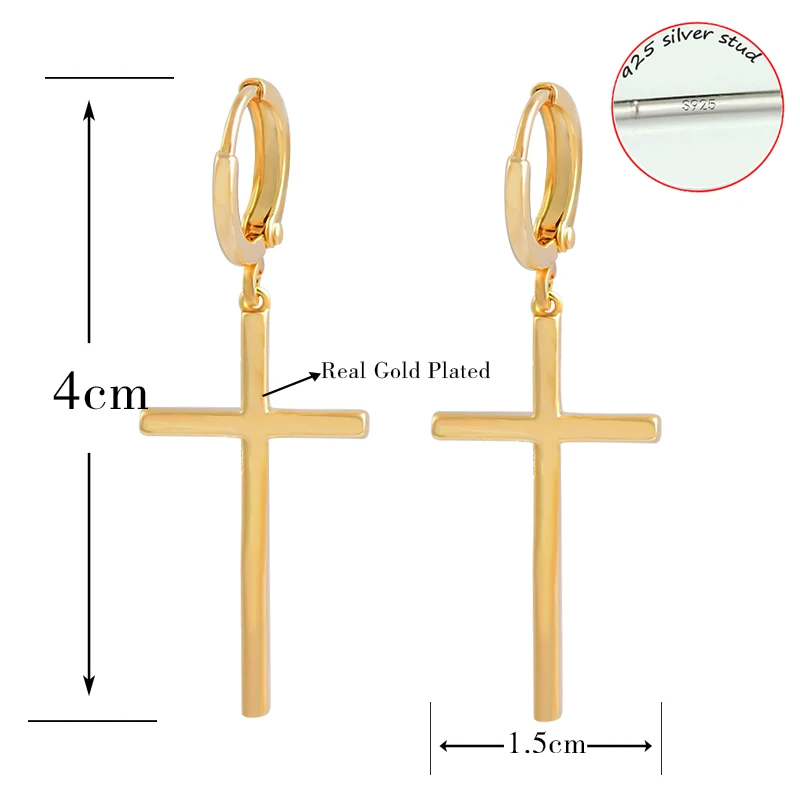

SINLEERY Valentines 2021 Simple Cross Hanging Ear Accessories Gold Color Unusual Earrings For Women Gift To Girlfriend ES054 SSK
