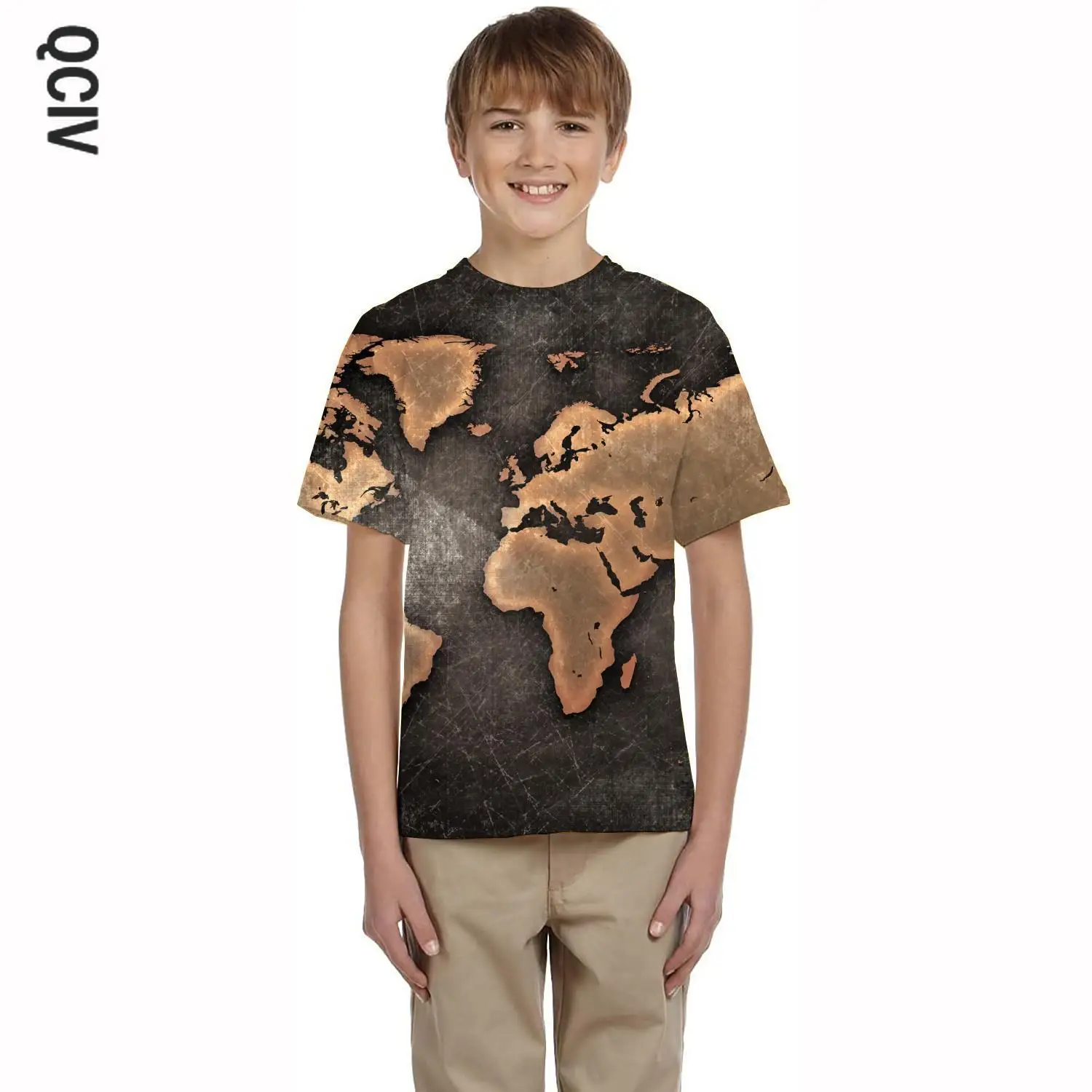 

QCIV Brand Map T-shirt boy Creativity Tshirt Printed Harajuku T-shirts 3d Short Sleeve summer Cool Streetwear Big Size