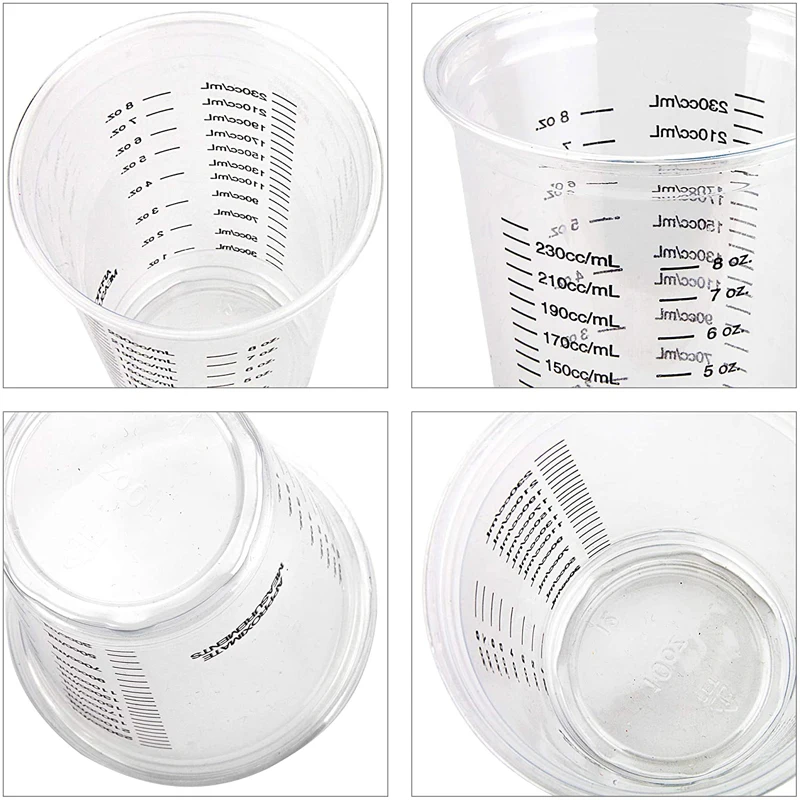 Прозрачные Пластиковые мерные чашки для эпоксидной смолы пятен смешивания