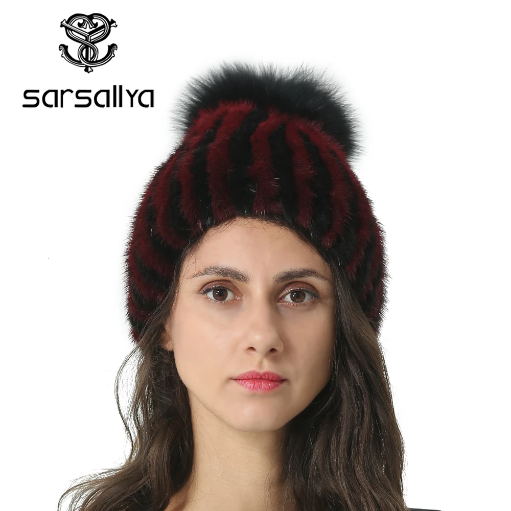 Зимняя Шапка Женская Норка Вязаная Женские Шапки Из Вязаной Норки Зимние Шапочки