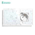 Французская стандартная Водонепроницаемая настенная розетка BSEED с сенсорным выключателем, 124-клавишная односторонняя кристальная стеклянная панель, улучшенный продукт для дома