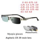 Очки фотохромные мужские, женские, мужские, для близорукости, готовые очки для студентов, короткие, очки для коррекции зрения, 0-0,5-1-1,25-1,5-1,75-2