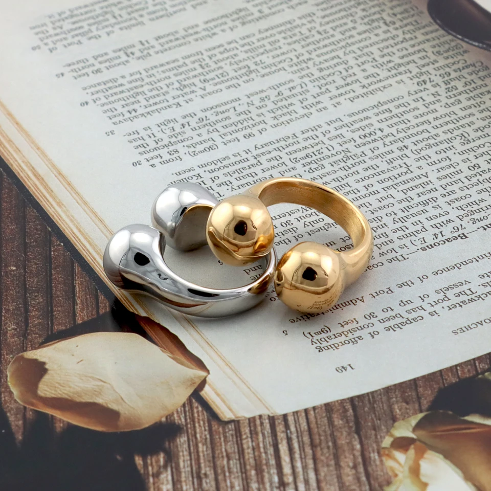 Новое дизайнерское кольцо из нержавеющей стали 18 К с массивным геометрическим