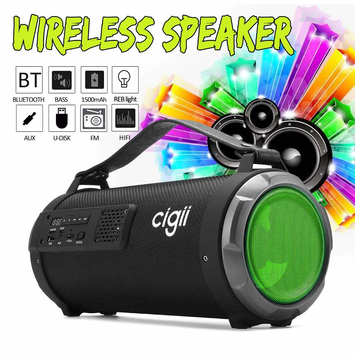 CIGII 4 ''сабвуфер портативный bluetooth динамик 360 объемный звук ПК с RGB подсветкой AUX