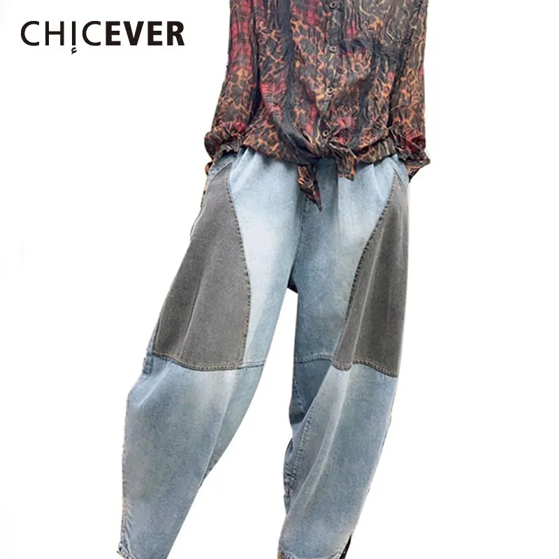 Женские джинсы CHICEVER с высокой талией и карманами свободные большие размеры 2020 |