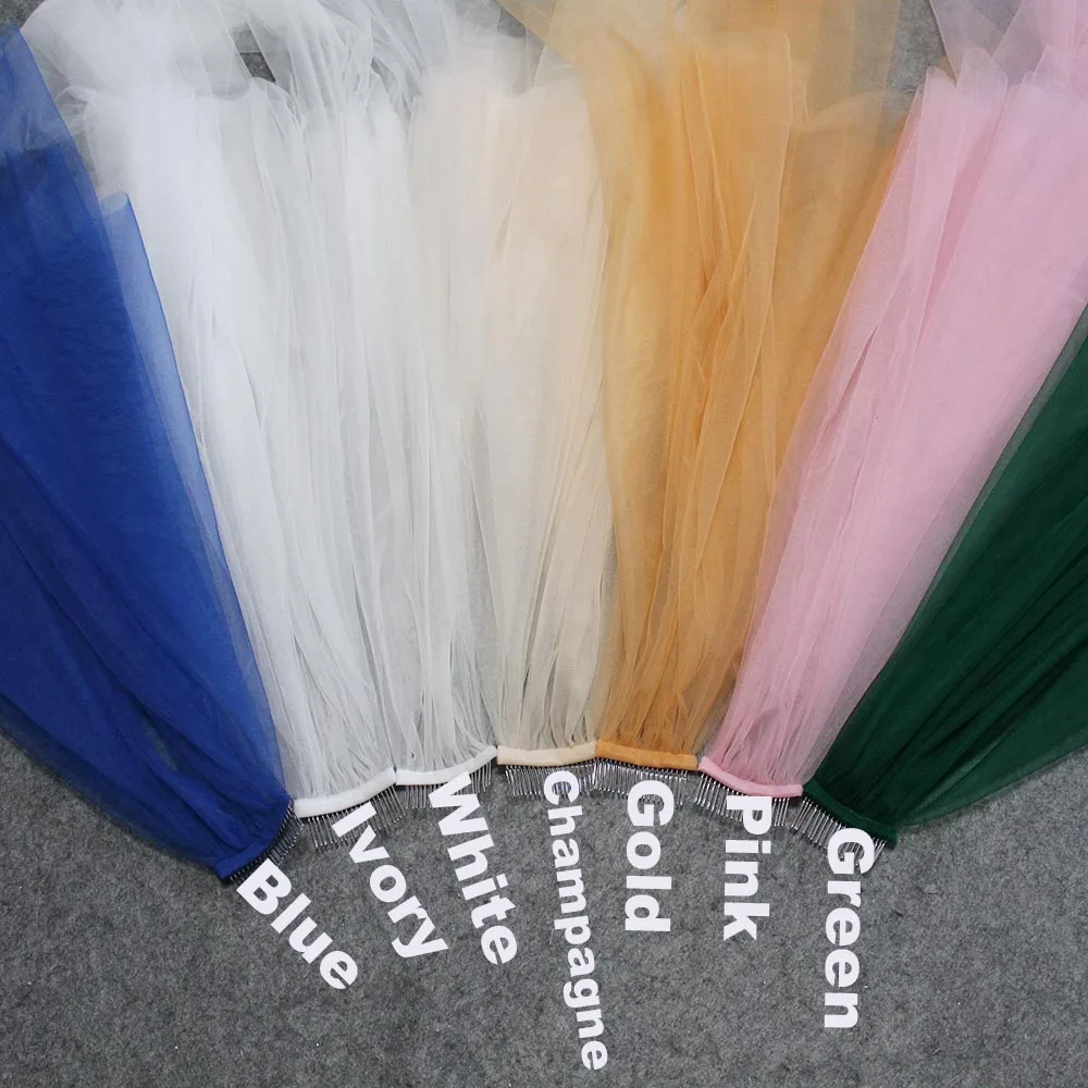 Фата свадебная однотонная из тюля элегантная мягкая двухслойная с металлической