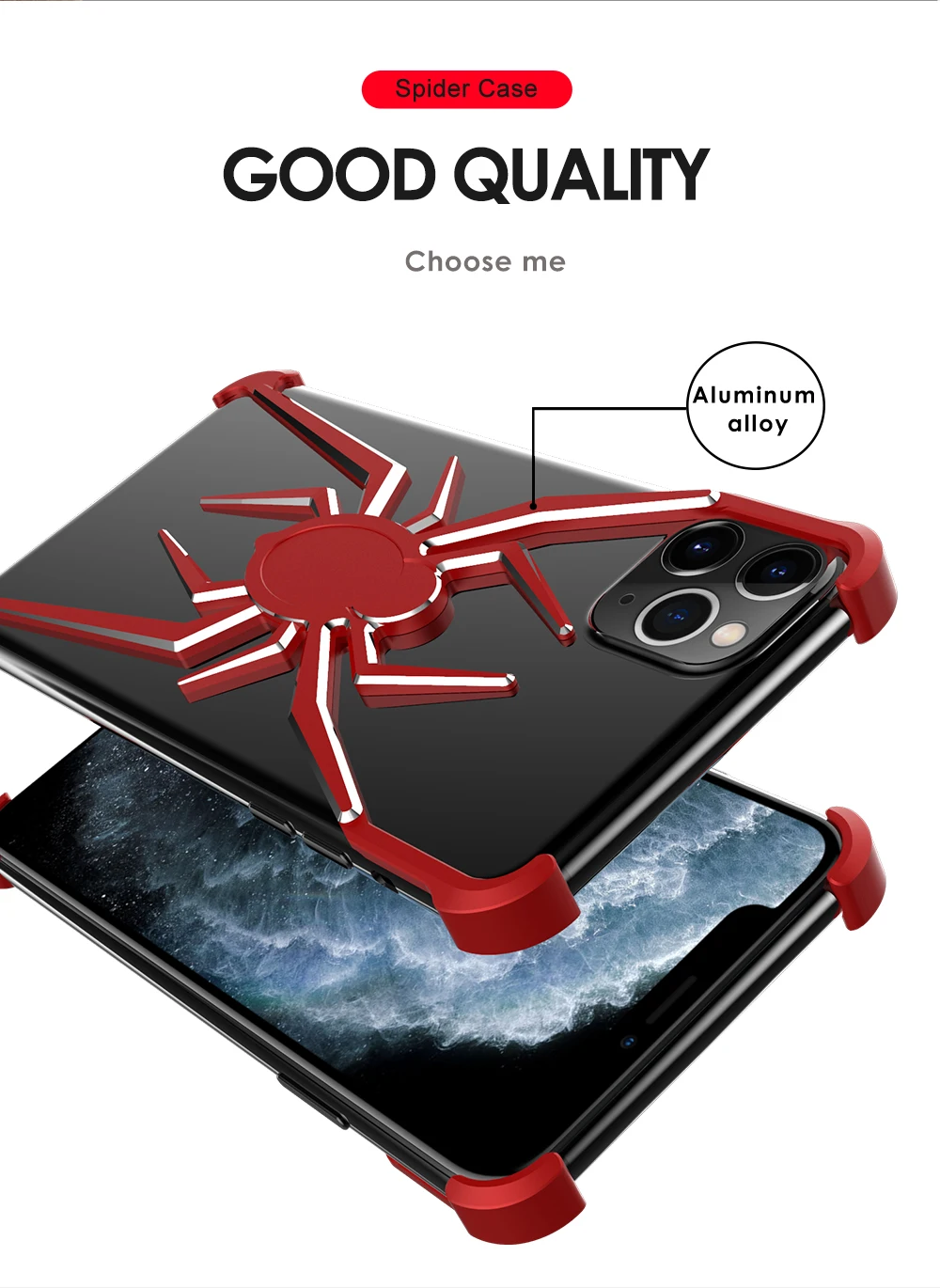 R-JUST Алюминиевый металлический чехол с пауком для iPhone 11 Pro Max XS Max XR X 8 7 Plus, чехол с Железным человеком, защитный чехол для телефона, кожаная сумка