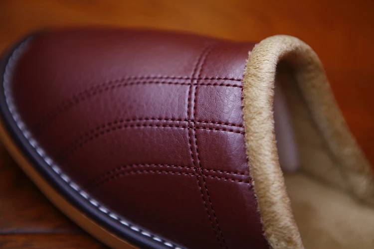 Зимние домашние тапочки из искусственной кожи для пар Женская Нескользящая