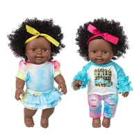 12inch cute curly newborn dolls realistic looking black skin indian african baby doll toy with clothes outfits and hairband