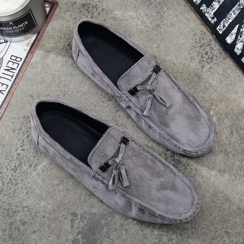 

Suede Leather Shoes Men Loafers Fashionable Casual Leather Shoes Soft Driving Shoes Men Flats Walking Lazy Man Footwear